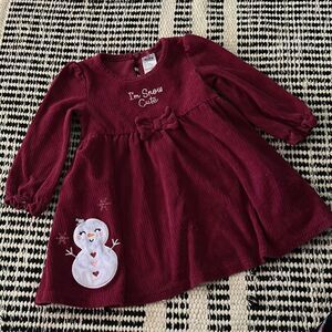 Baby starters Size 24M burgundy Christmas dress snowman dress